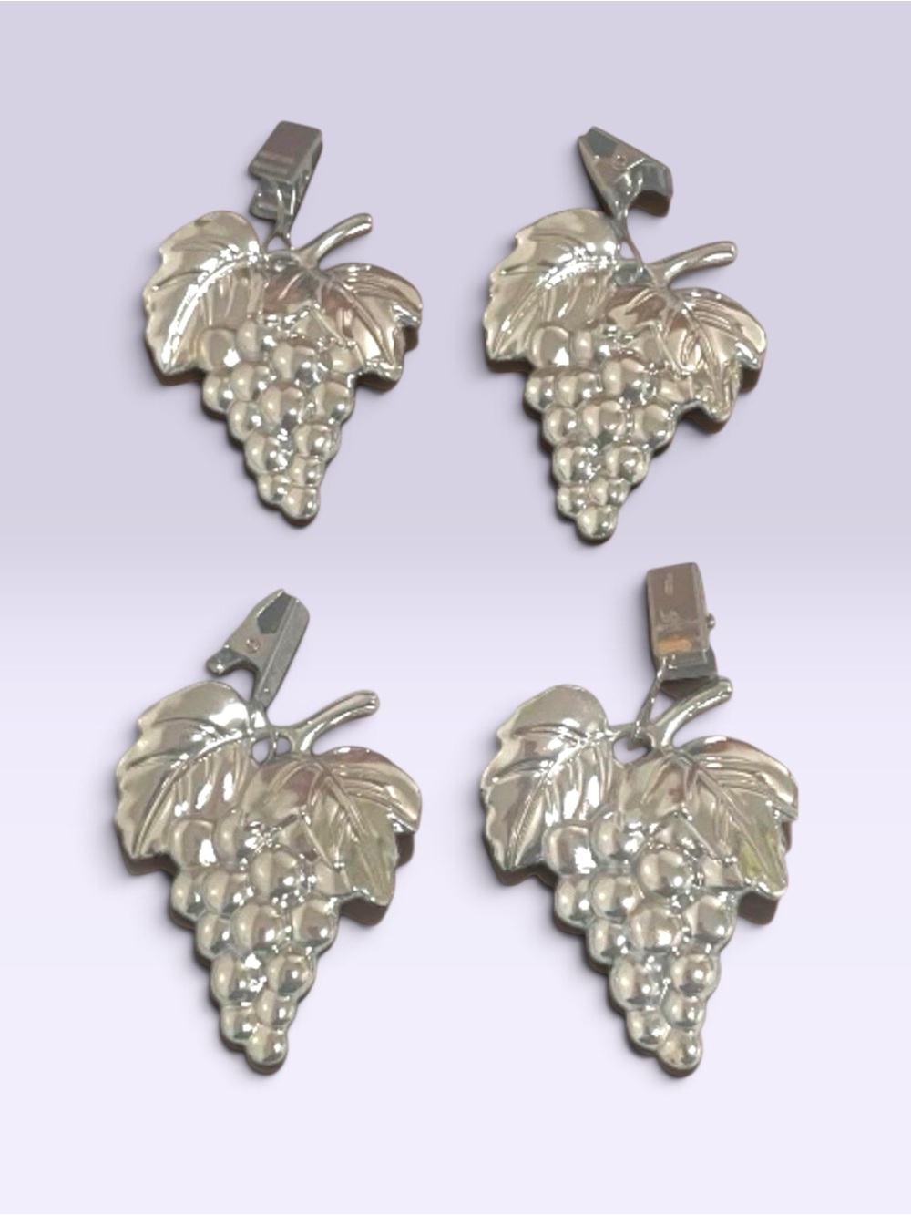 Tablecloth Weights Set of 4 Solid Silver Metal Grape Bunch